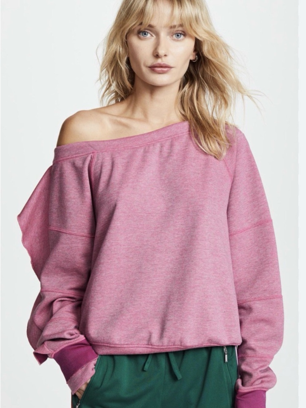 Free people movement women’s large flounce tech frills Ruffl‎ off shoulder top